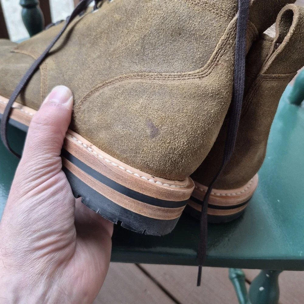 Taylor Stitch Trench Boot Mens 12.5 Golden Brown Waxed Suede Boots Preppy Luxury